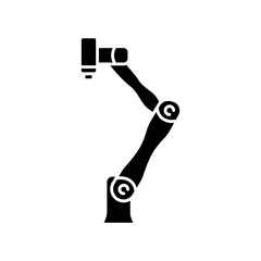 collaborative robot black flat icon for digital and print projects.