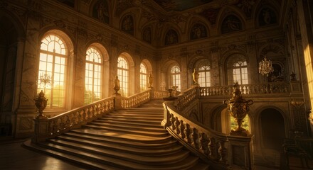 Obraz premium Grand Staircase bathed in Golden Sunlight