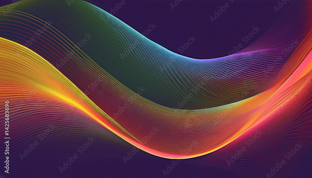 Poster fluid dynamic lines in abstract design element vibrant hues and textures convey energy and movement,