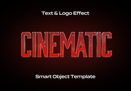 Cinematic Cinema Movie Text Logo Style Effect Mockup Logotype Template Shape