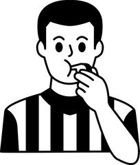 black and white icon of The boxing referee blowing the whistle