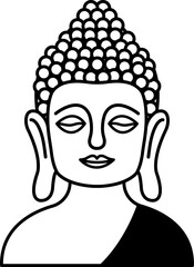 black and white illustration icon of Buddha statue
