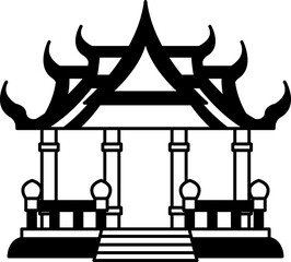 black and white icon of temple pavilion