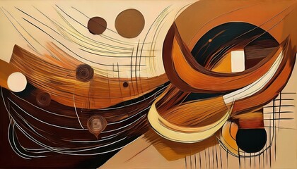 Abstract Figurative Artwork Rich Brown Textures and Vibrant Brush Strokes Illuminating a Mysterious Landscape, Exuding Emotional Depth and Visual Dynamics