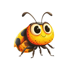 Obraz premium Bright and cheerful cartoon bee with large eyes and playful expression on a white background