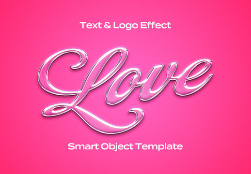 Love Feminine Pink Red Text Logo Style Effect Mockup Logotype Template Shape