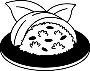 black and white single icon of Mango Sticky Rice