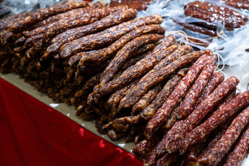 An Abundance of Flavor: A Close-Up of Artisan Dried Meats Ready for Enjoyment