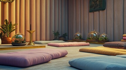 A cozy meditation space with warm