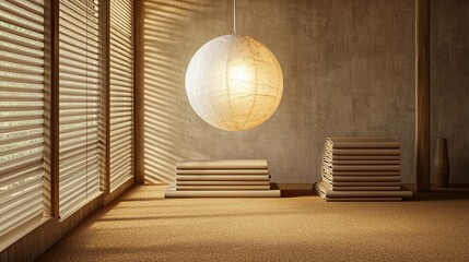 A cozy yoga room with cork flooring