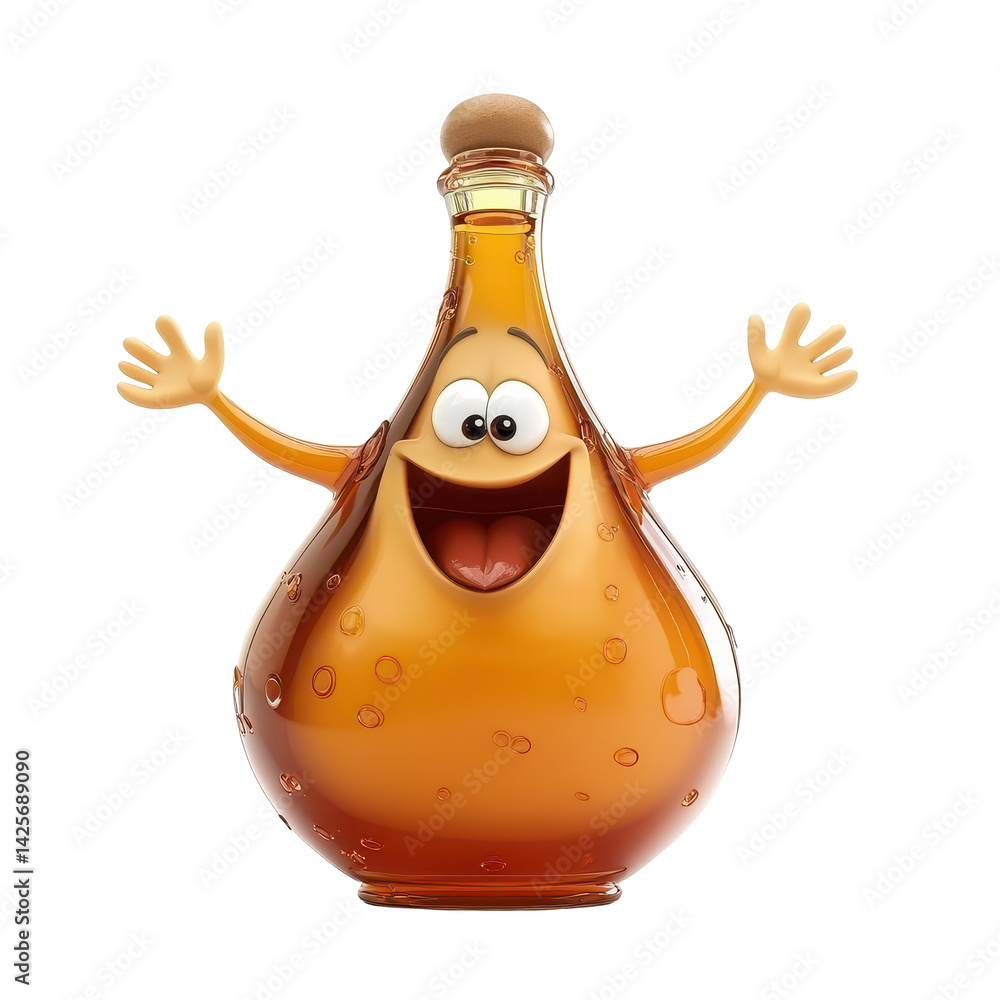Poster fun and cheerful talking bottle with animated expression excitingly welcoming viewers in a vibrant s