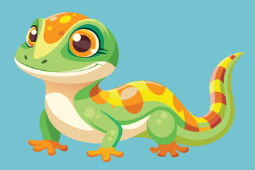 Vector illustration of colorful geckos.