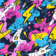 Vibrant abstract pattern with colorful waves and bold shapes