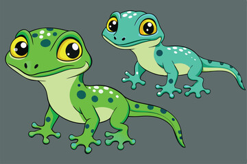 Vector illustration of colorful geckos.