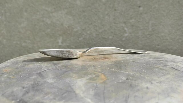 Old silver-plated spoon. Spoon under the brand - art krupp berndorf. Antique spoon. collecting