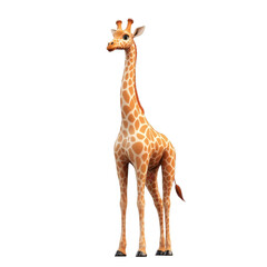 Obraz premium Adorable Cartoon Giraffe 3D Render African Animal Wildlife Illustration Cute Baby Giraffe Isolated