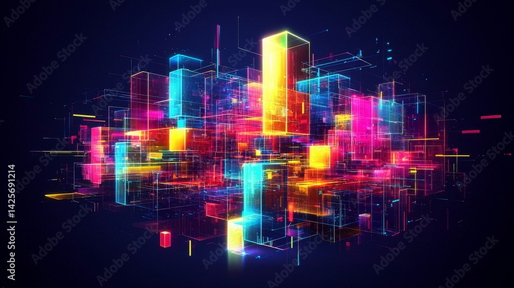 Poster colorful abstract background featuring dynamic shapes and vivid hues creating a playful and engaging