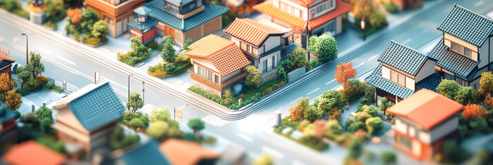 日本の住宅地（イラスト）