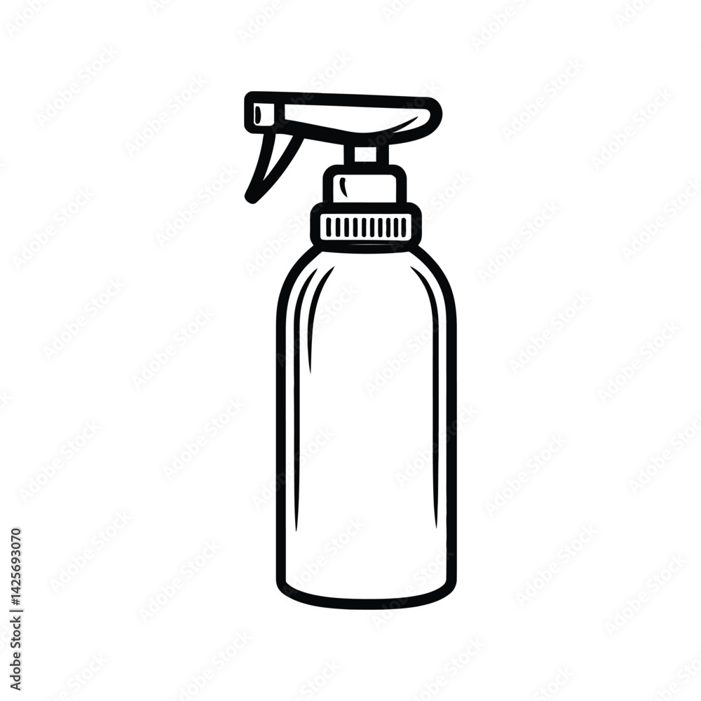 Poster Outline Spray Bottle with Trigger on Transparent Background