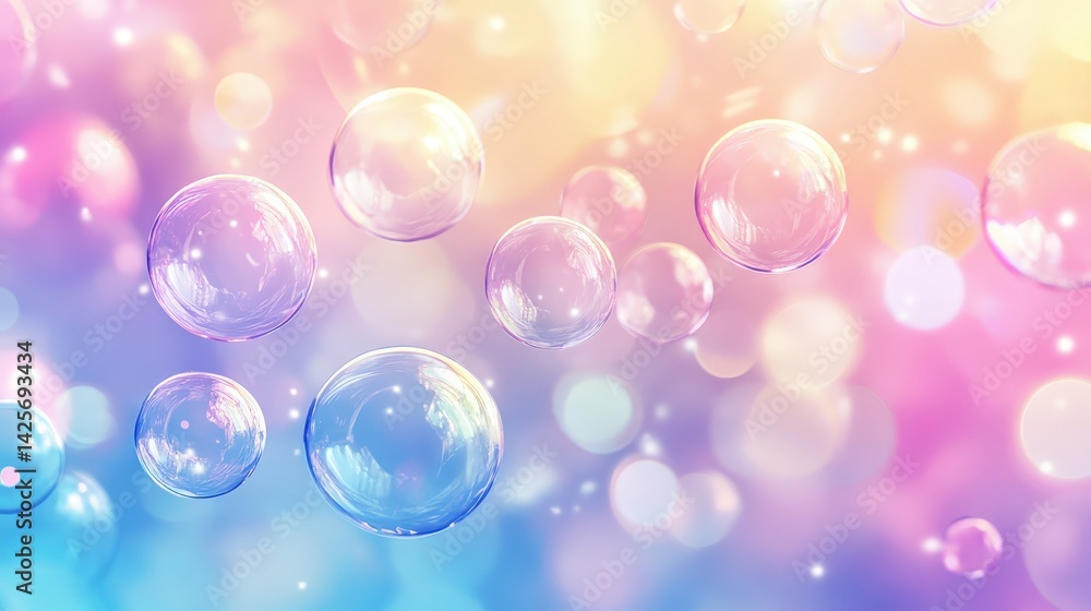Poster a dreamy pastel bubble pattern with soft glowing circles arranged in a gentle gradient.