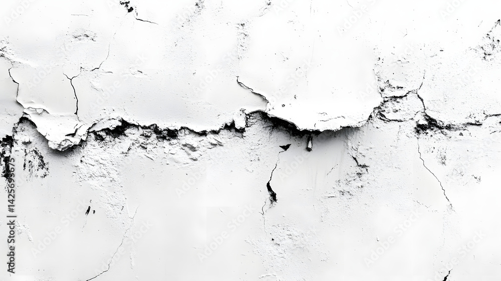 Poster cracked textured white wall background studio setting image for design minimalist style close-up vie