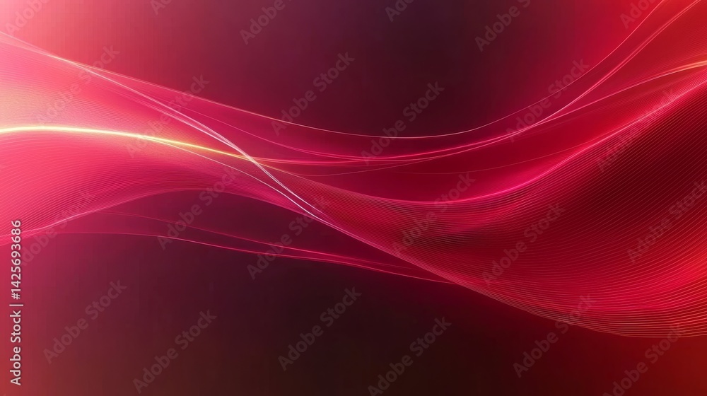 Poster vibrant red and yellow wave pattern evokes energy and movement in a striking abstract design for cre