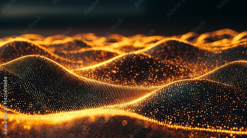 Poster Expansive mountain range covered with dots creating a unique textured landscape in a captivating natural scene