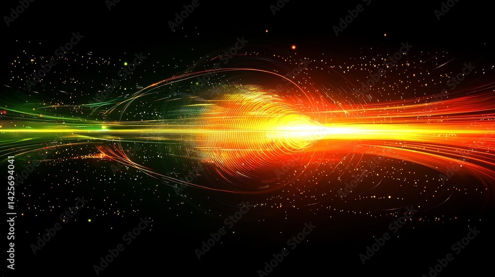 Poster bright orange and green abstract background filled with energy and movement creating a bold visual e