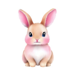 Fototapeta premium Cute cartoon bunny with big ears and gentle expression. isolated against a transparent background.