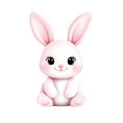 Obraz premium Cute cartoon rabbit sitting, perfect for children's designs. isolated against a transparent background.