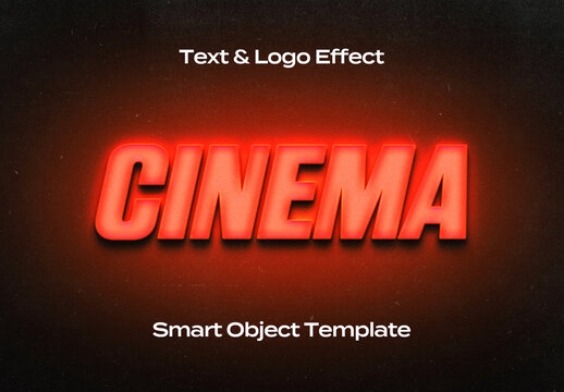 Cinematic Cinema Movie Text Logo Style Effect Mockup Logotype Template Shape