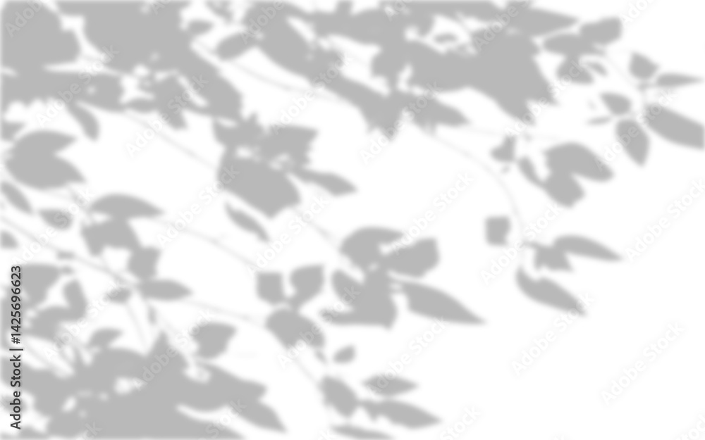 Poster realistic blurred leaf shadow effect isolated on transparent background. blur branch leaves shadow. 