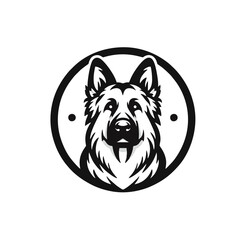 Naklejka premium German Shepherd Logo Circular Frame Dog Head Icon