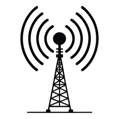 Amateur radio antenna Silhouette, Vector, Icon, Logo, White Background.
