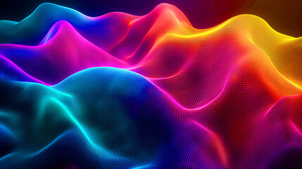 Obraz premium カラフルな波状メッシュの背景素材 