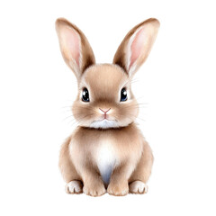 Fototapeta premium Cute rabbit sitting peacefully with fluffy fur and big eyes. isolated against a transparent background.