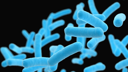 Probiotics. Blue color. 3d illustration.