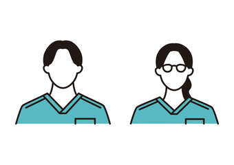 スクラブを着ている医療従事者