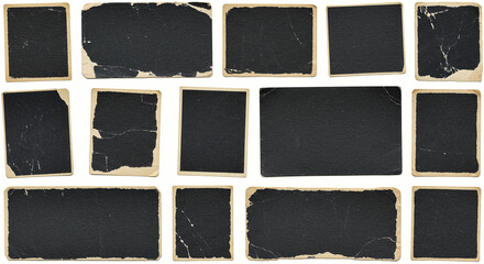 Old Photo Frames Collection with Black Paper Isolated on White