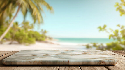 A serene tropical beach scene inviting relaxation and tranquility, captured with a blurred background and soft natural light.