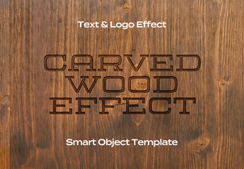 Wood Texture Wall Sign 3D Text Logo Style Effect Mockup Logotype Template Shape