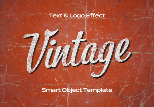 Vintage Retro Old Text Logo Style Effect Mockup Logotype Template Shape