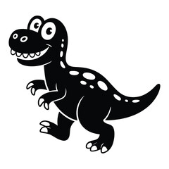 Fototapeta premium Cartoon Dinosaur Doodle Funny, Silhouette, Vector, Icon, Logo, White Background.