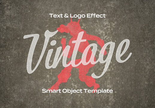 Vintage Retro Old Text Logo Style Effect Mockup Logotype Template Shape