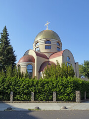 Außenaufnahme der orthodoxen Kirche St. Nicholas in Stettin, Polen