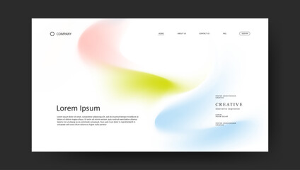 Abstract wave futuristic design of landing page. retro fluid gradient website design