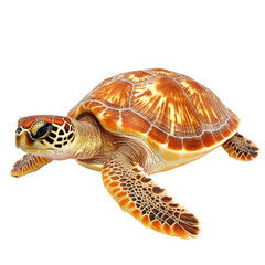 Colorful sea turtle swimming gracefully in tropical waters, showcasing vibrant patterns and textures during a sunny afternoon