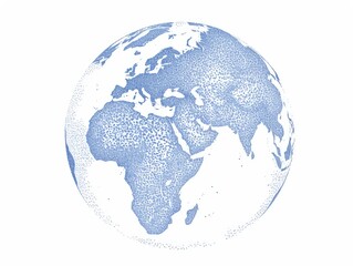 Obraz premium World Map Globe Illustration in Light Blue Dots on White Background Global Network