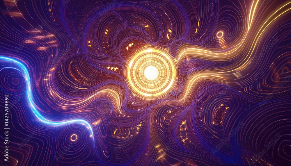 Poster striking abstract light pattern an interplay of geometric shadows and luminous textures, evoking a s
