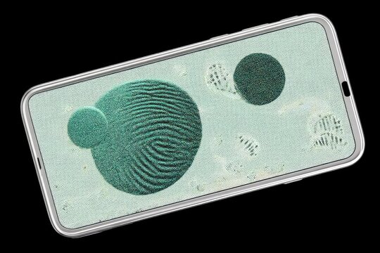 Digital Fingerprint Scanner Actively Analyzing Fingerprint Patterns and DNA Samples in a Secure Environment - Powered by Adobe